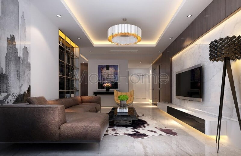 Sự kết hợp hài hòa giữa các tone màu sắc với nội thất phòng khách chung cư đã mang lại cho gia chủ một không gian tiếp khách sang trọng và tinh tế hơn Thiết kế phòng khách chung cư hiện đại