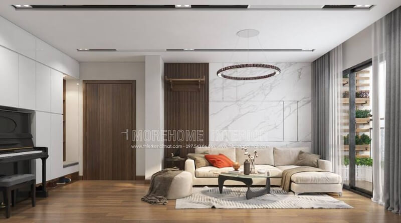 Thiết kế nội thất phòng khách chung cư hiện đại tinh tế Thiết kế phòng khách chung cư hiện đại