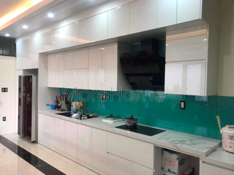 Hình ảnh sản phẩm thi công tủ bếp hiện đại, gỗ công nghiệp An Cưởng đẹp tại nhà lô phố ở Sở Dầu Hải Phòng